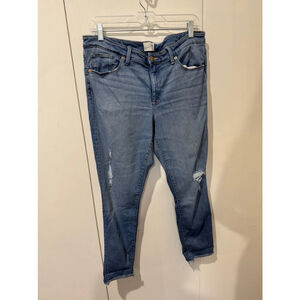 Universal Thread Jeans Size 14/32S light wash Blue stretch Denim fringe hem